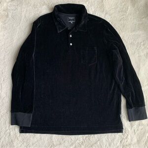 Todd Snyder Black Velour Polo Shirt Size XXL